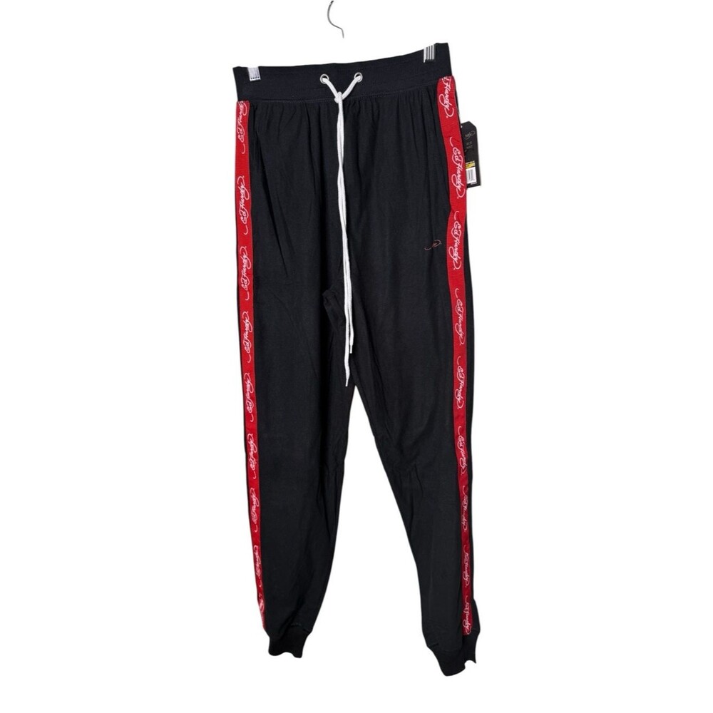 Ed Hardy Black Size M Red Side Stripe Fleece Jogger Pants